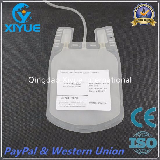 Disposable Double Blood Bag with Needle Protector/Collection Tube/Sampling Pouch