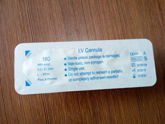 Disposable Medical Sterile IV Cannula Intravenous Catheter with Wing 18g