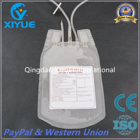 Disposable Double Blood Bag with Needle Protector/Collection Tube/Sampling Pouch