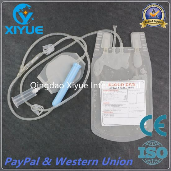 Disposable Single Blood Bag with Needle Protector/Collection Tube/Sampling Pouch