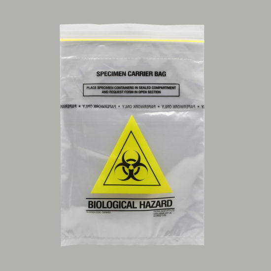 LDPE Triple Layer Biohazard Specimen Bag Zip Top Bag